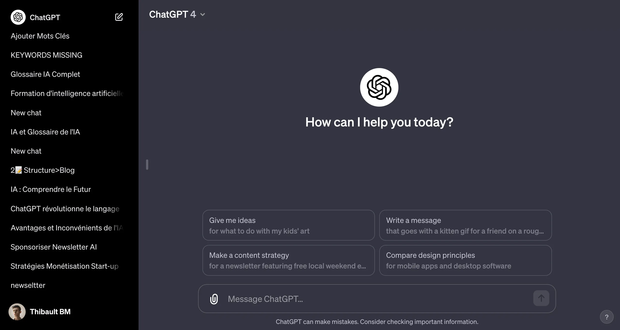 Interface ChatGPT intelligence artificielle