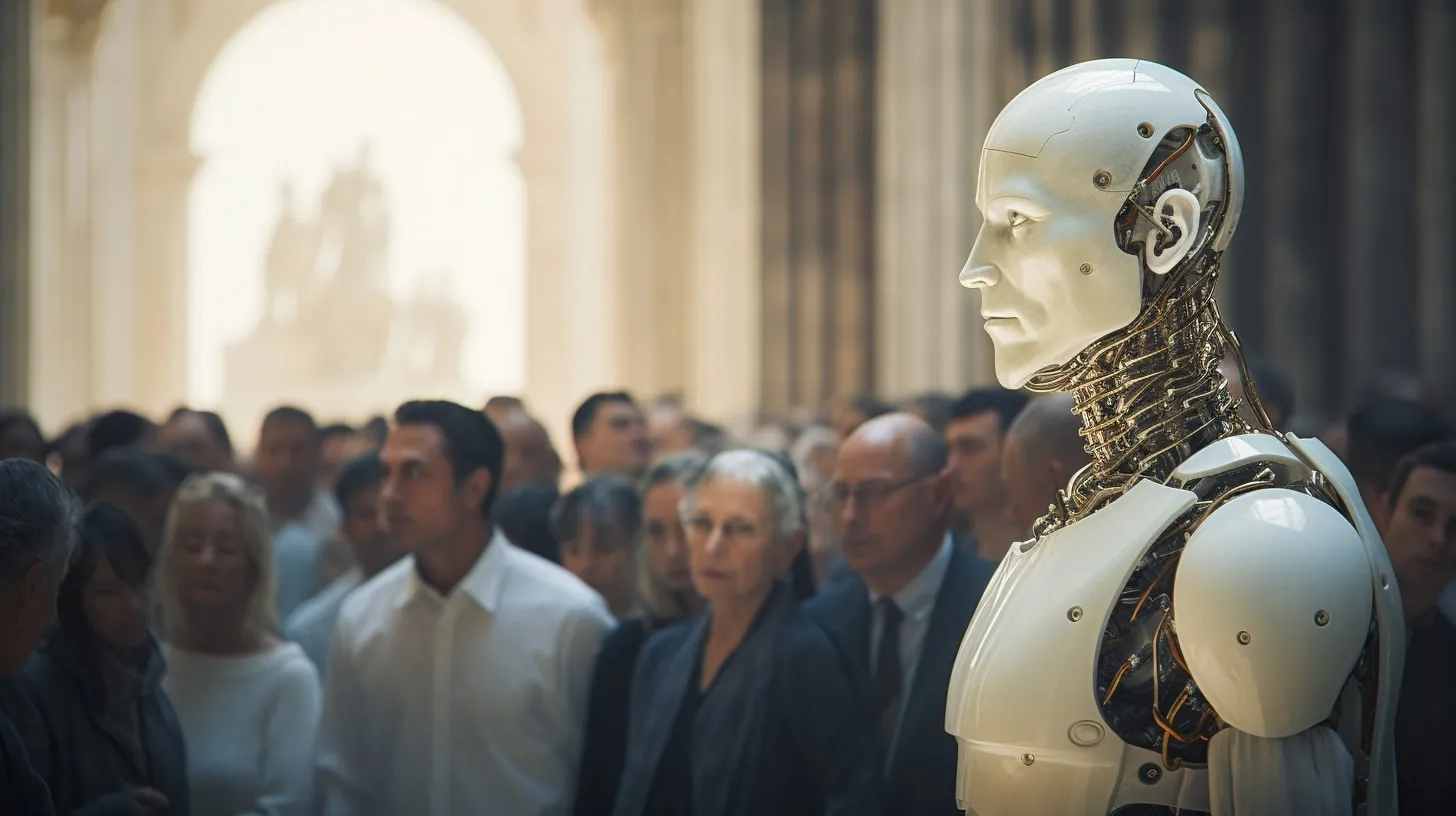 Un robot dans une foule