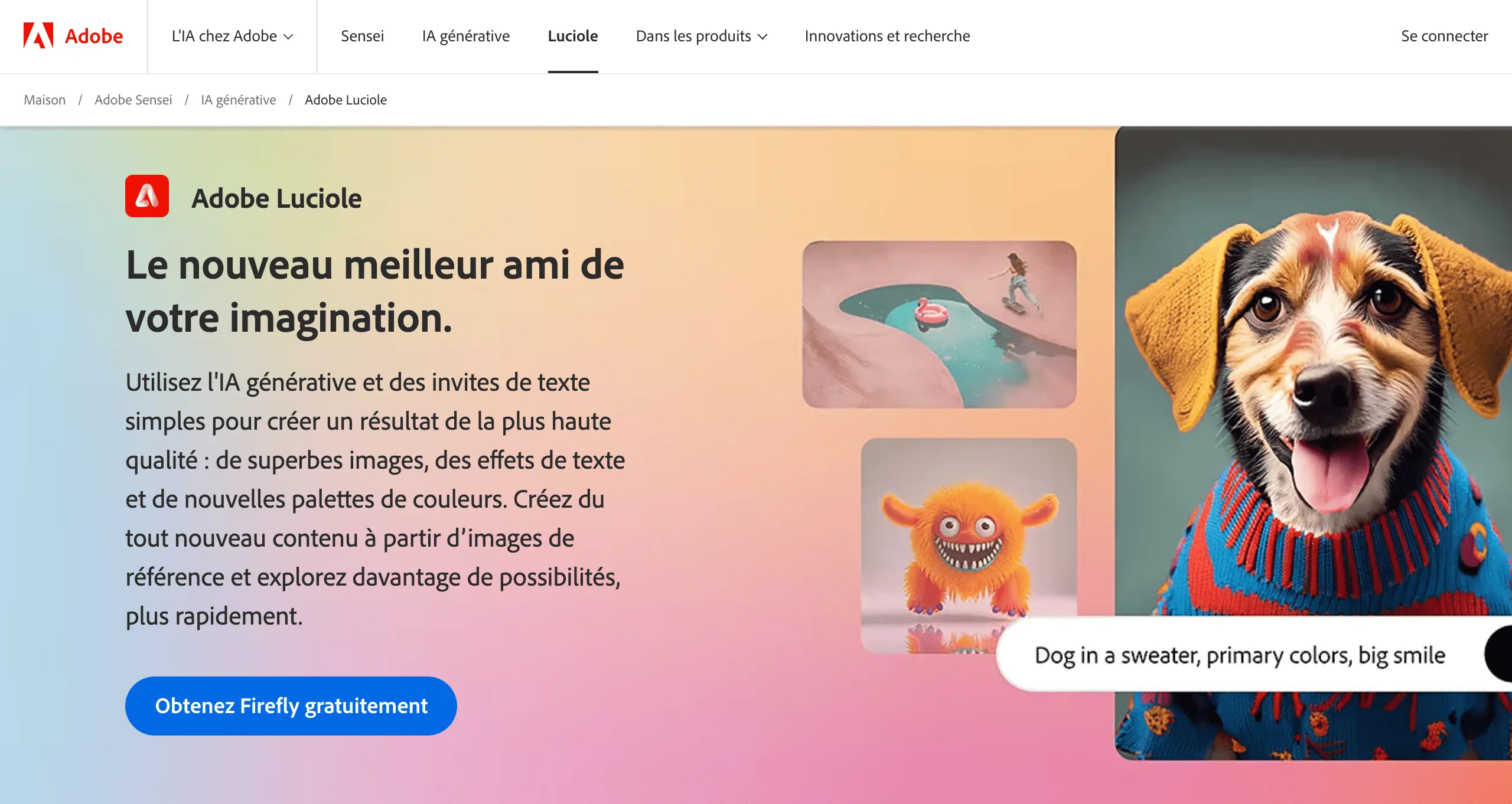 Adobe IA landing page