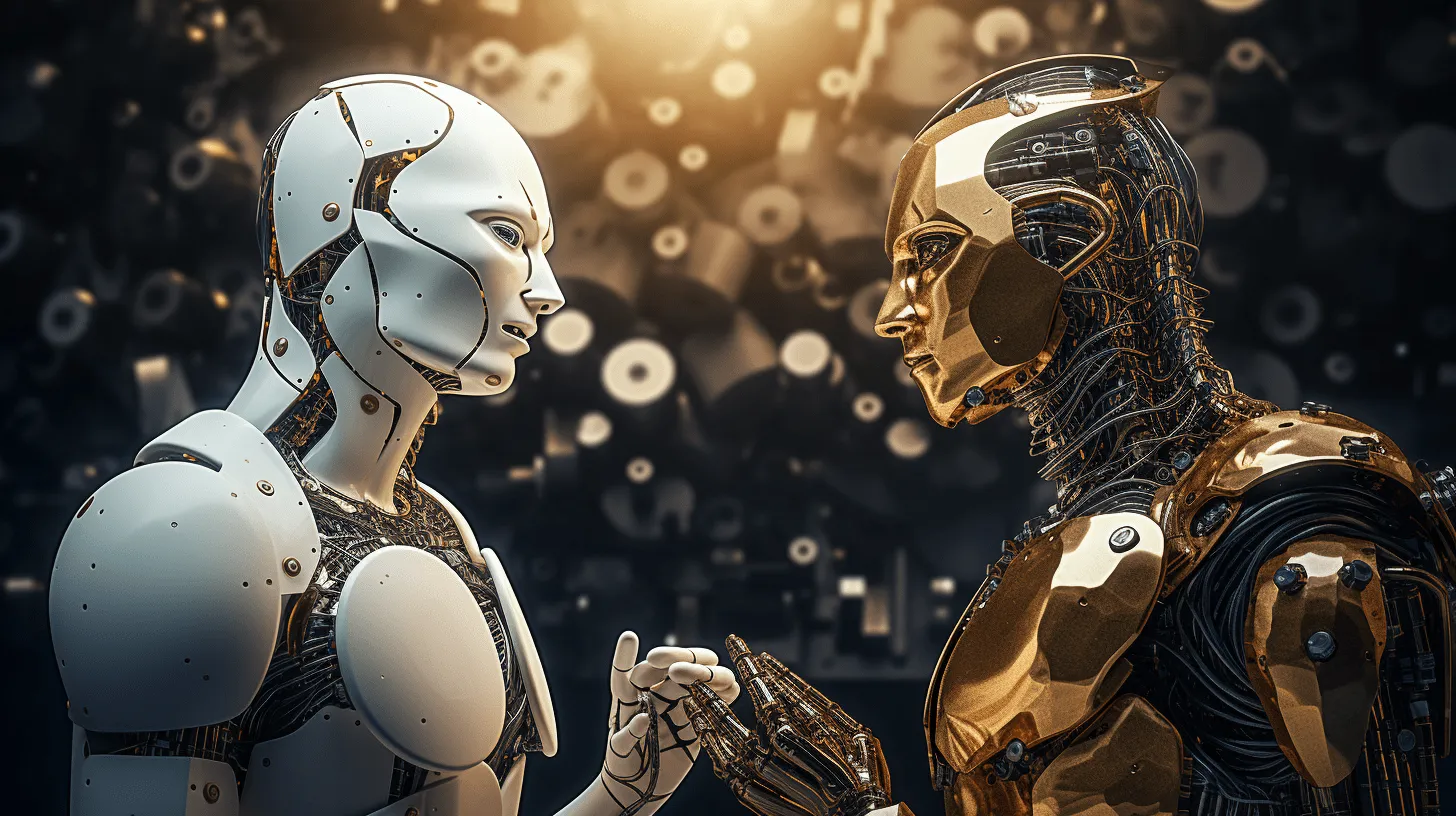 Deux robots riche et pauvres se regardent