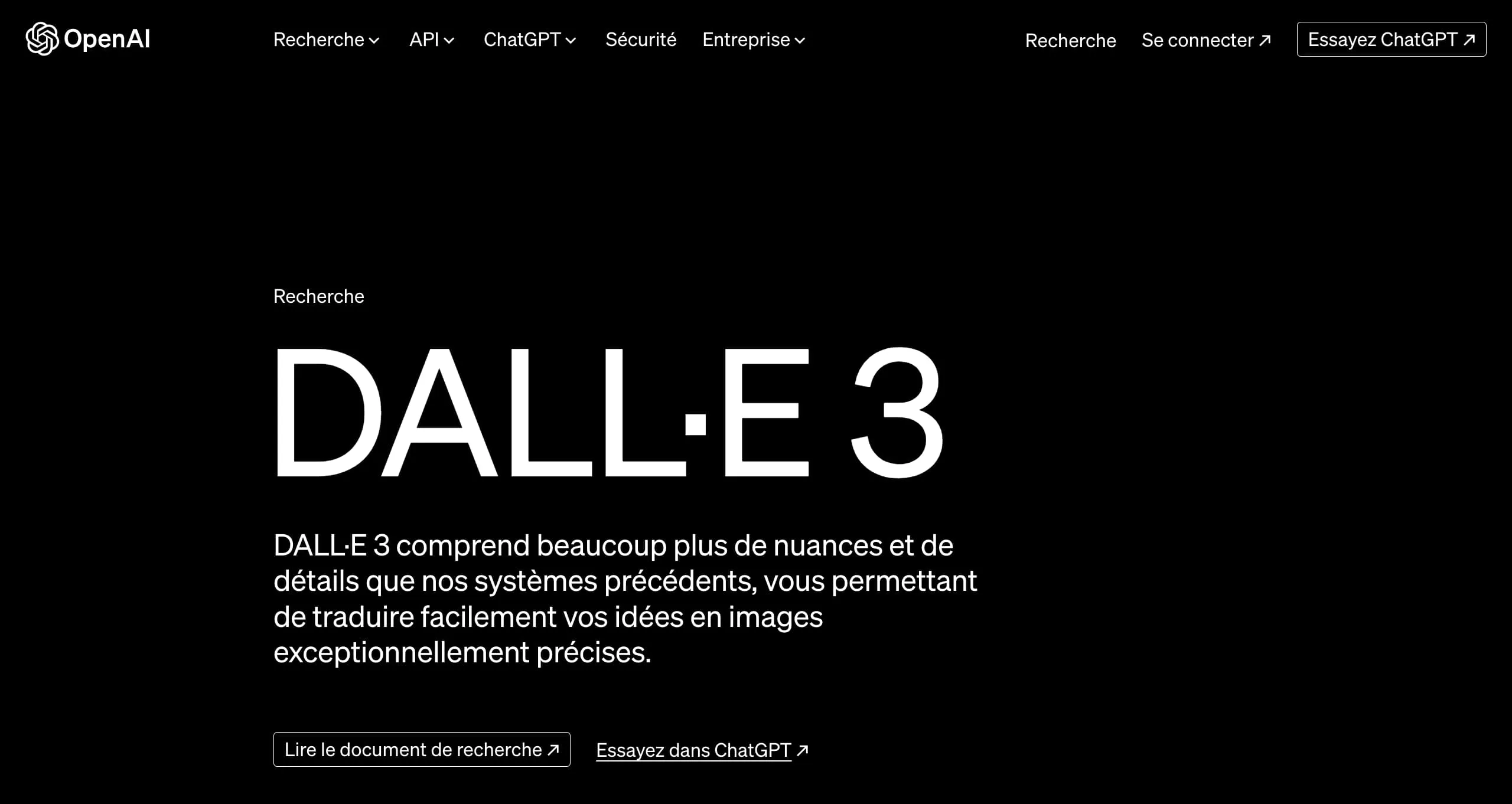 Dalle 3 landing page