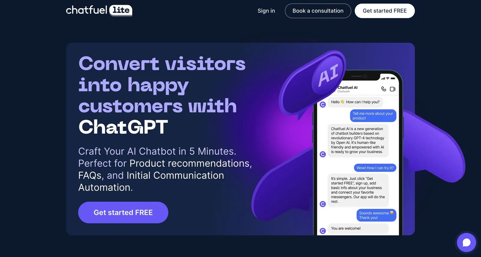 site internet chatfuel