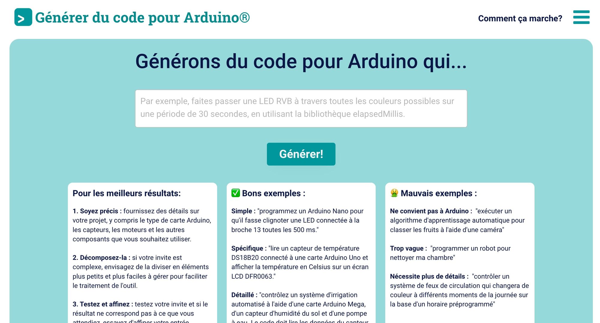 site internet Duino Code Generator
