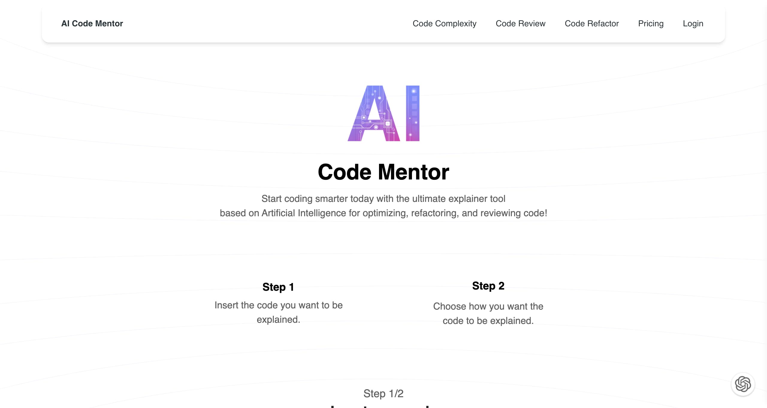 site internet ai code mentor