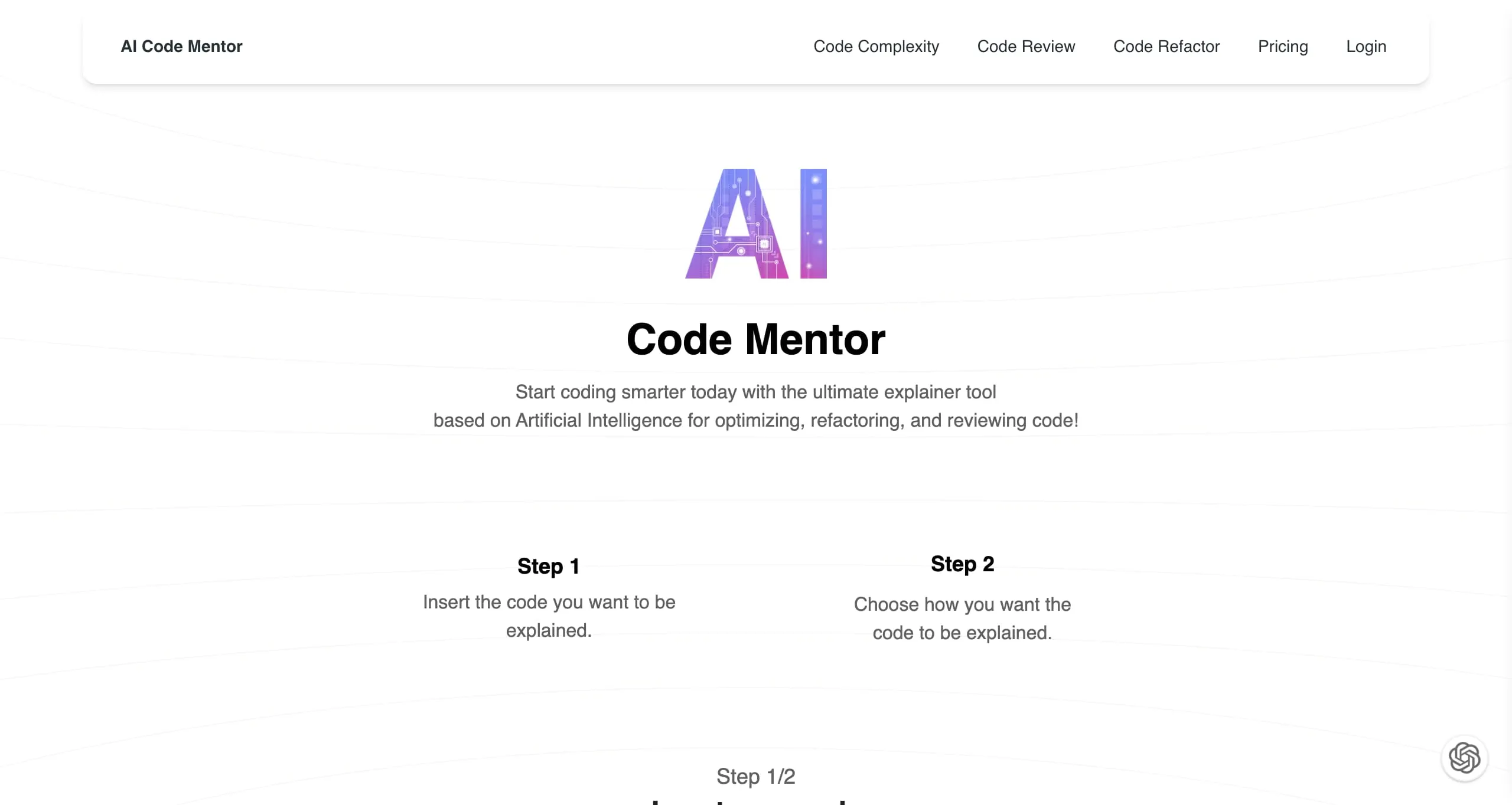 site internet ai code mentor