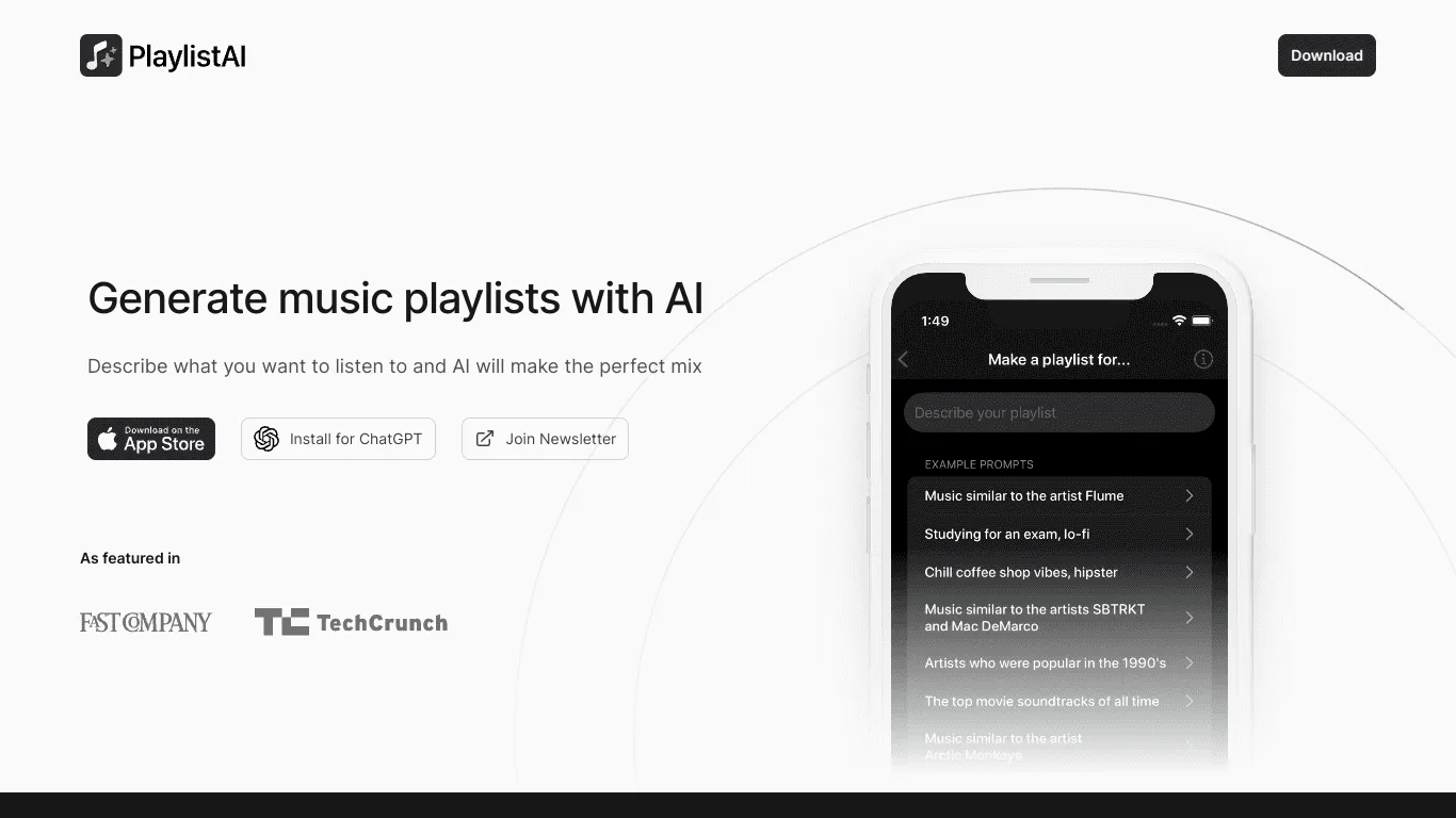 Site internet Playlist AI