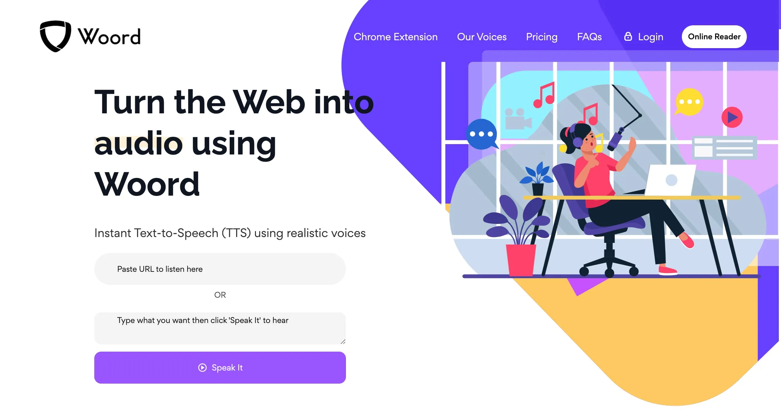 Woord Landing page