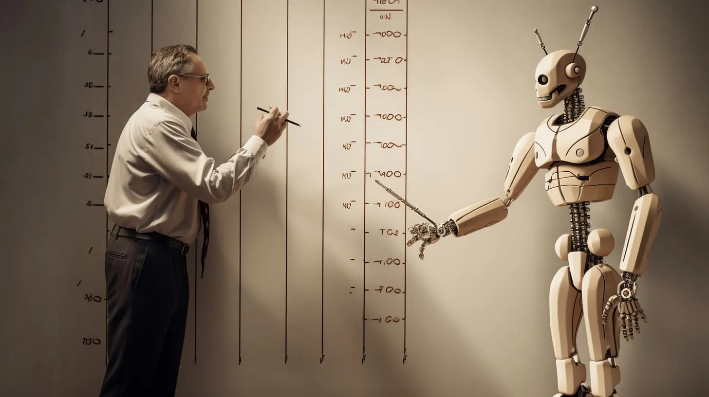 Un scientifique mesure un robot