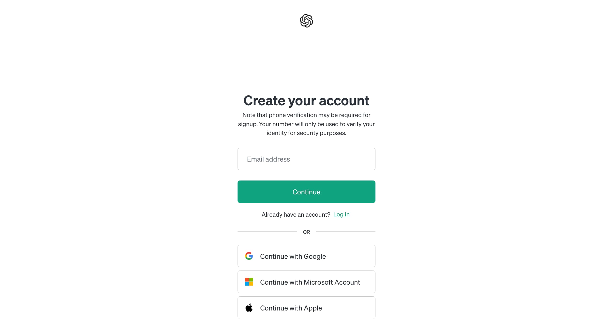 Page créer un compte ChatGPT