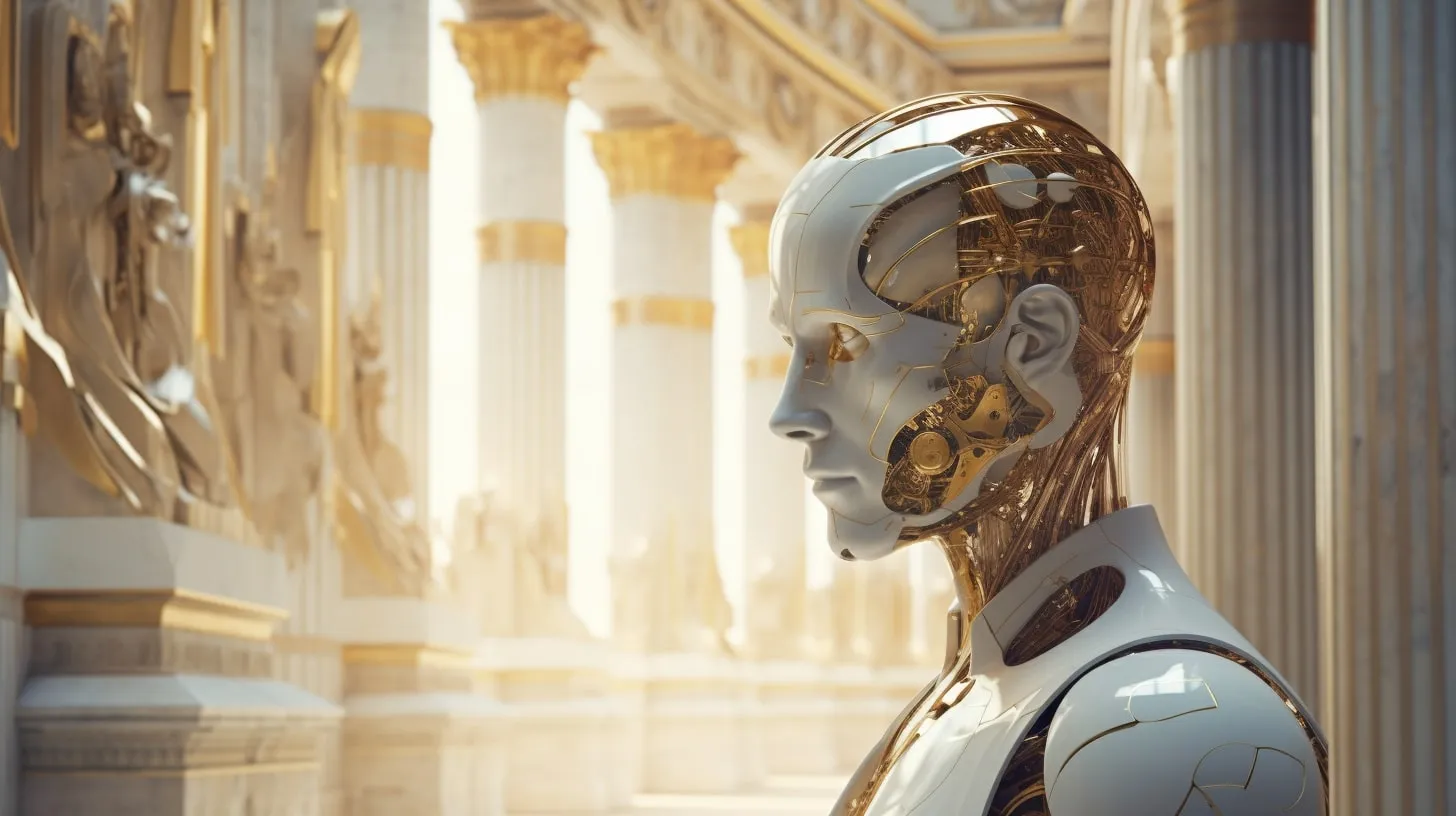 Un robot intelligence artificielle qui regarde devant lui