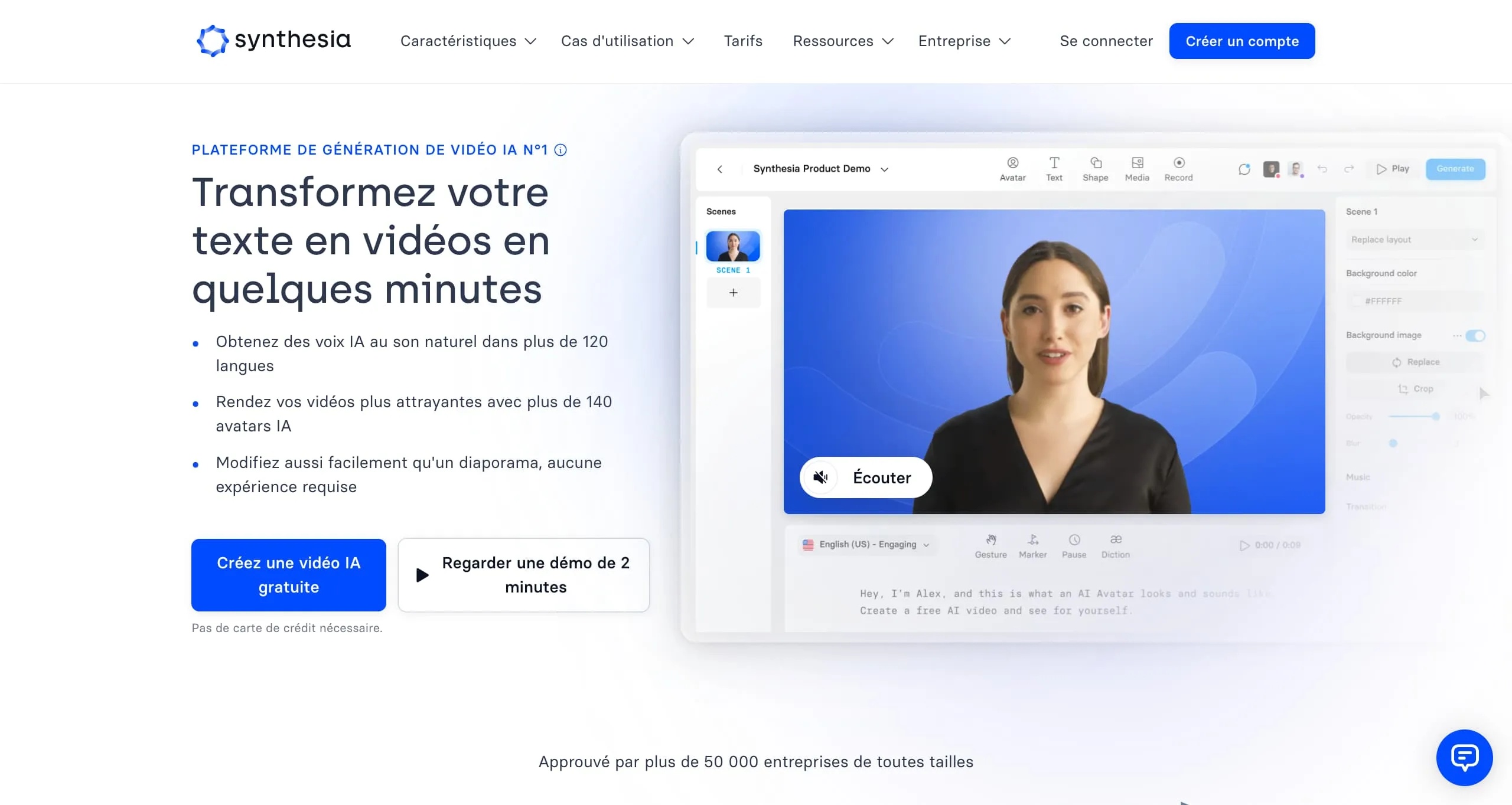 synthesia site internet
