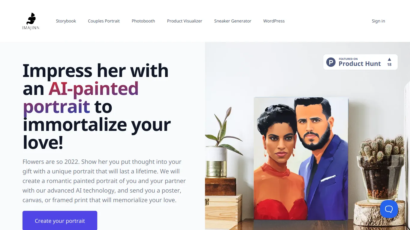 AI Couple Portrait Canvas by Imajinn AI