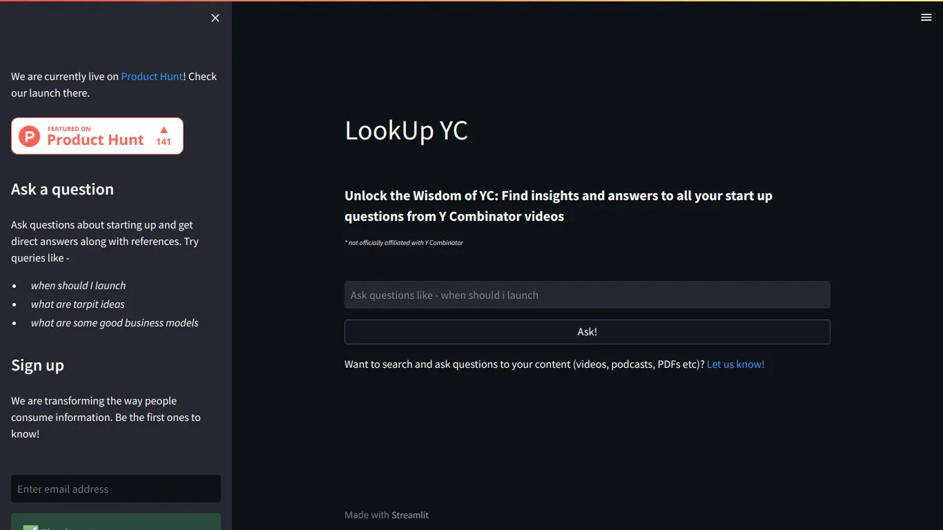 LookUp YC