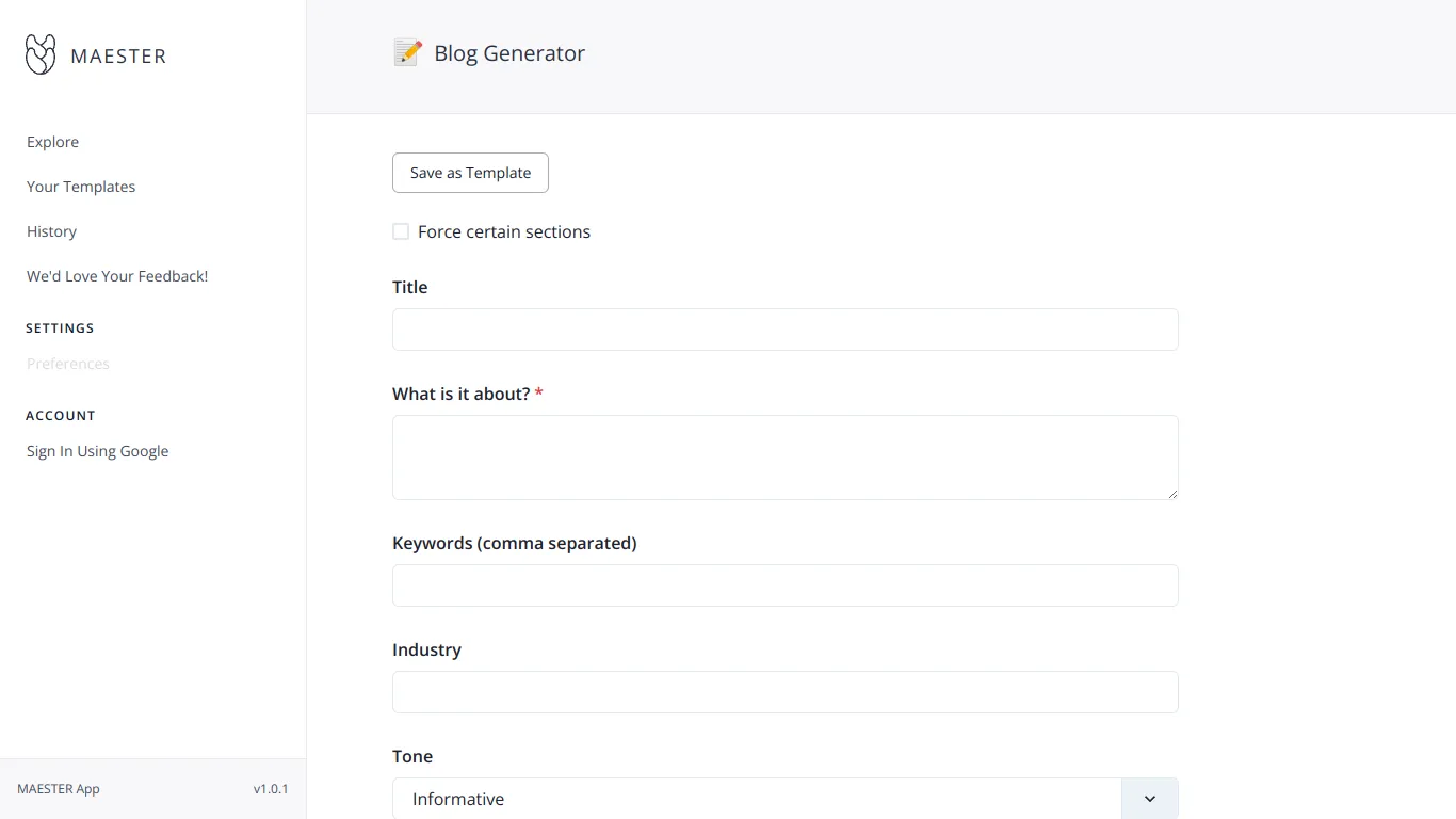 Maester blog creator