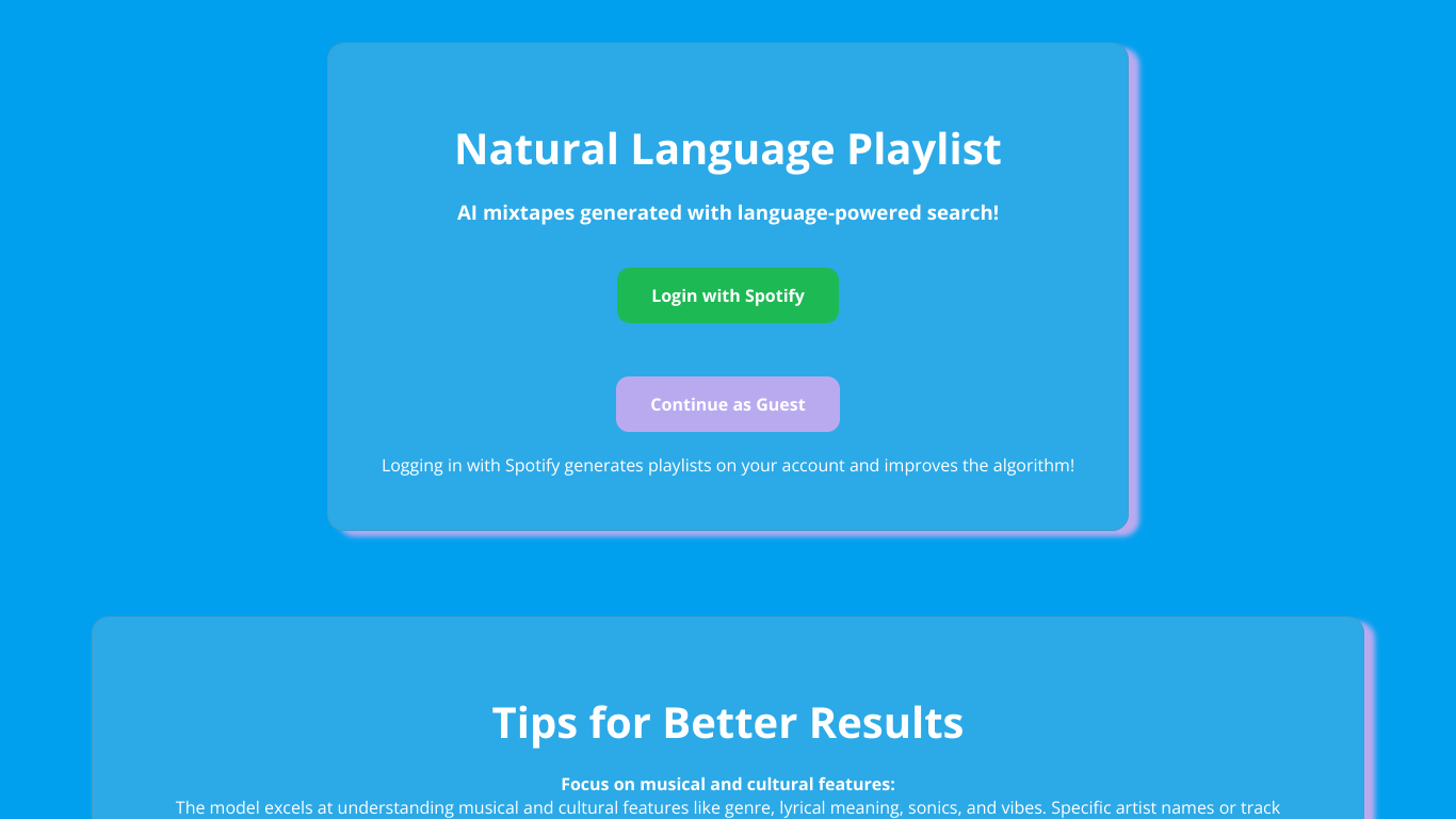 Natural Language Playlist