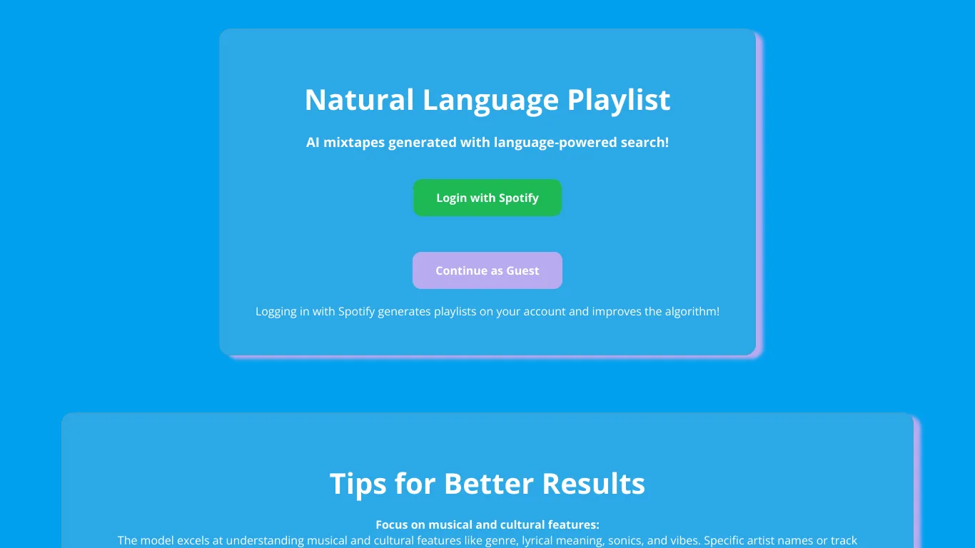 Natural Language Playlist