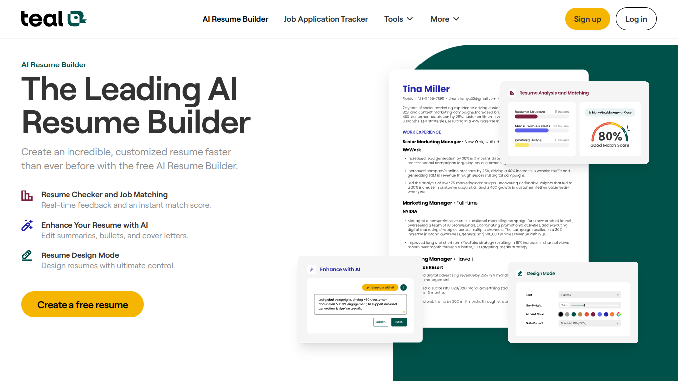 Teal Resume Builder