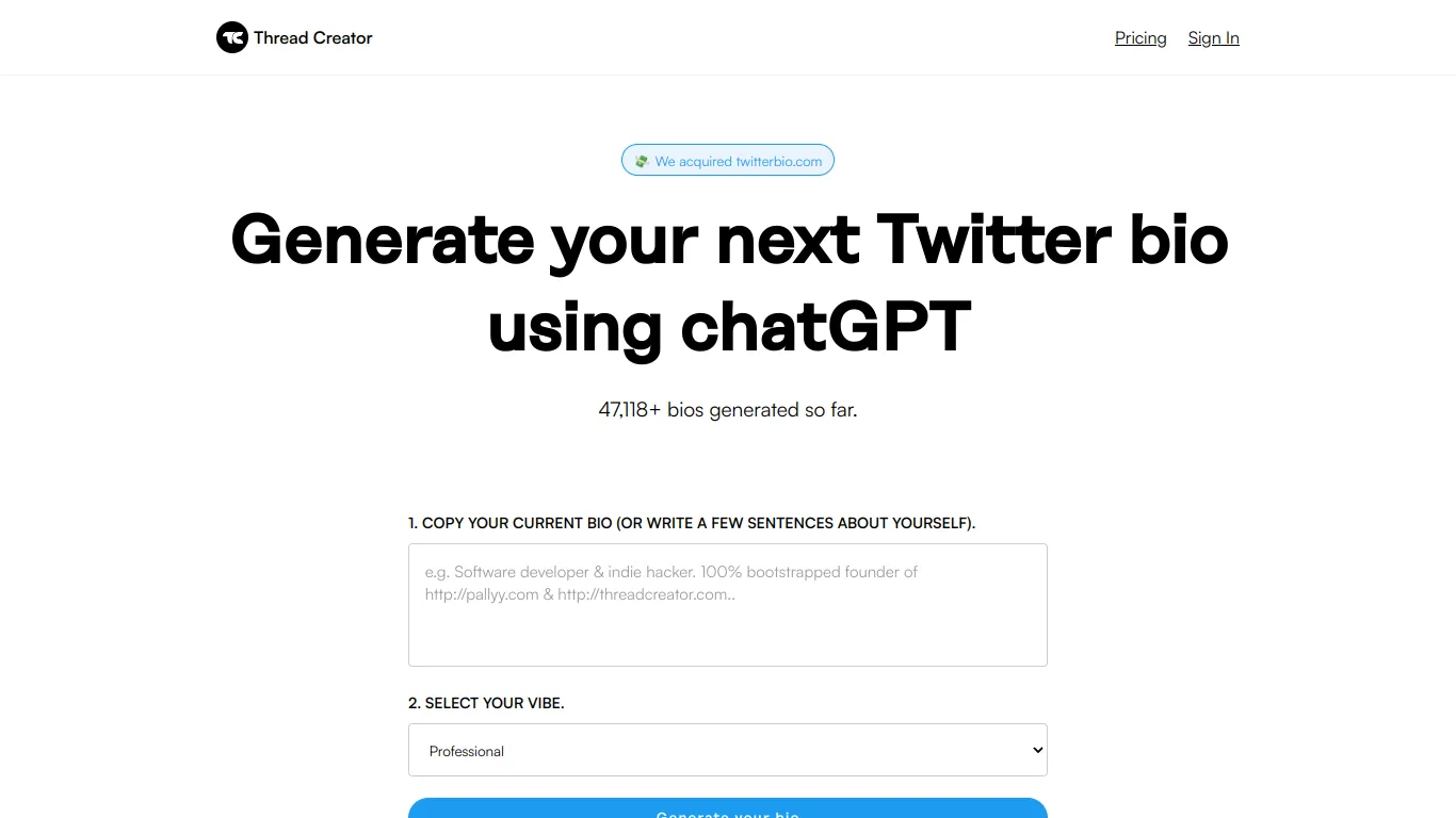 Twitter Bio Generator