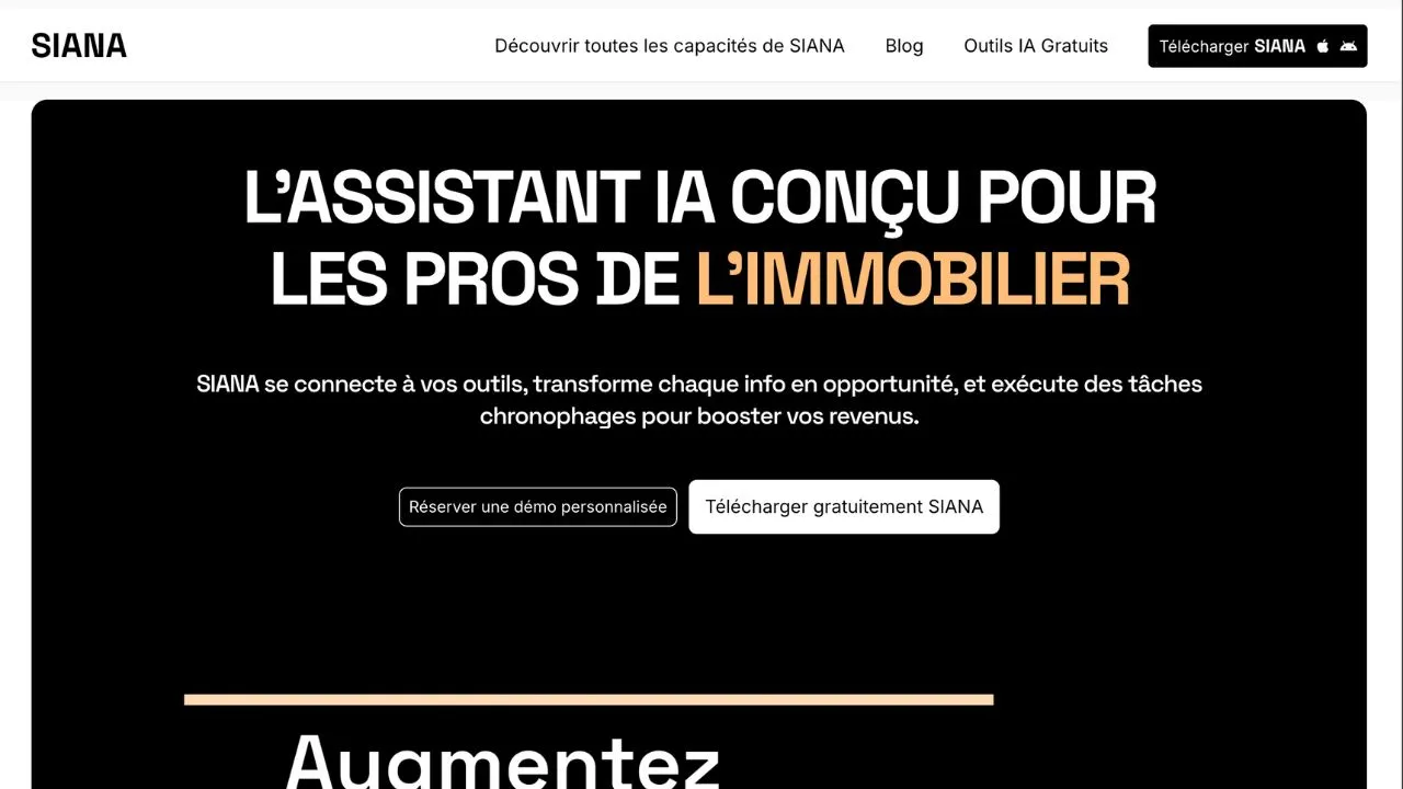 site web de l'ia immobilier Siana