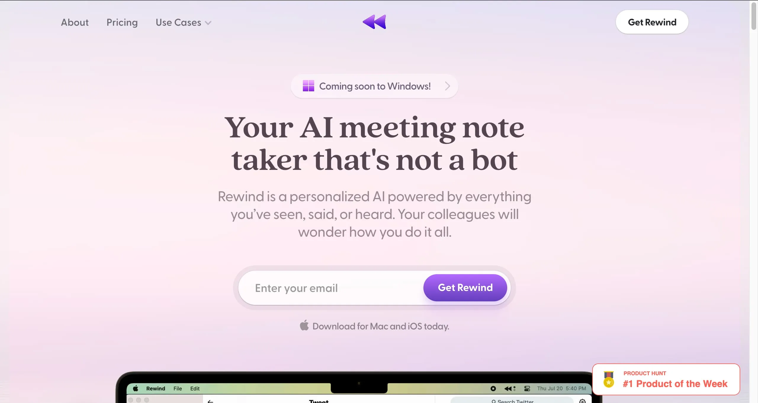 Site internet Rewind AI