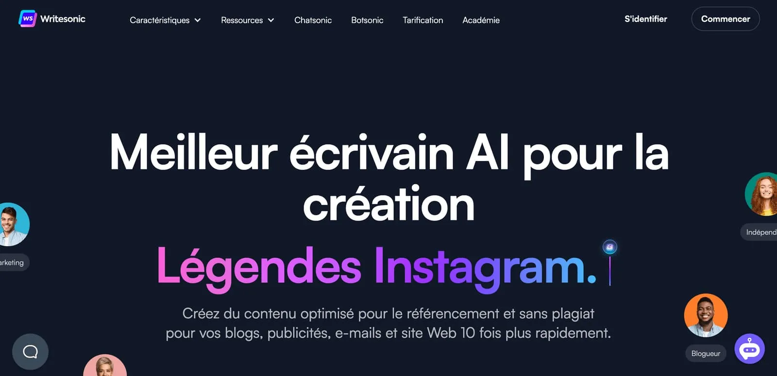 Site internet de l'IA WriteSonic