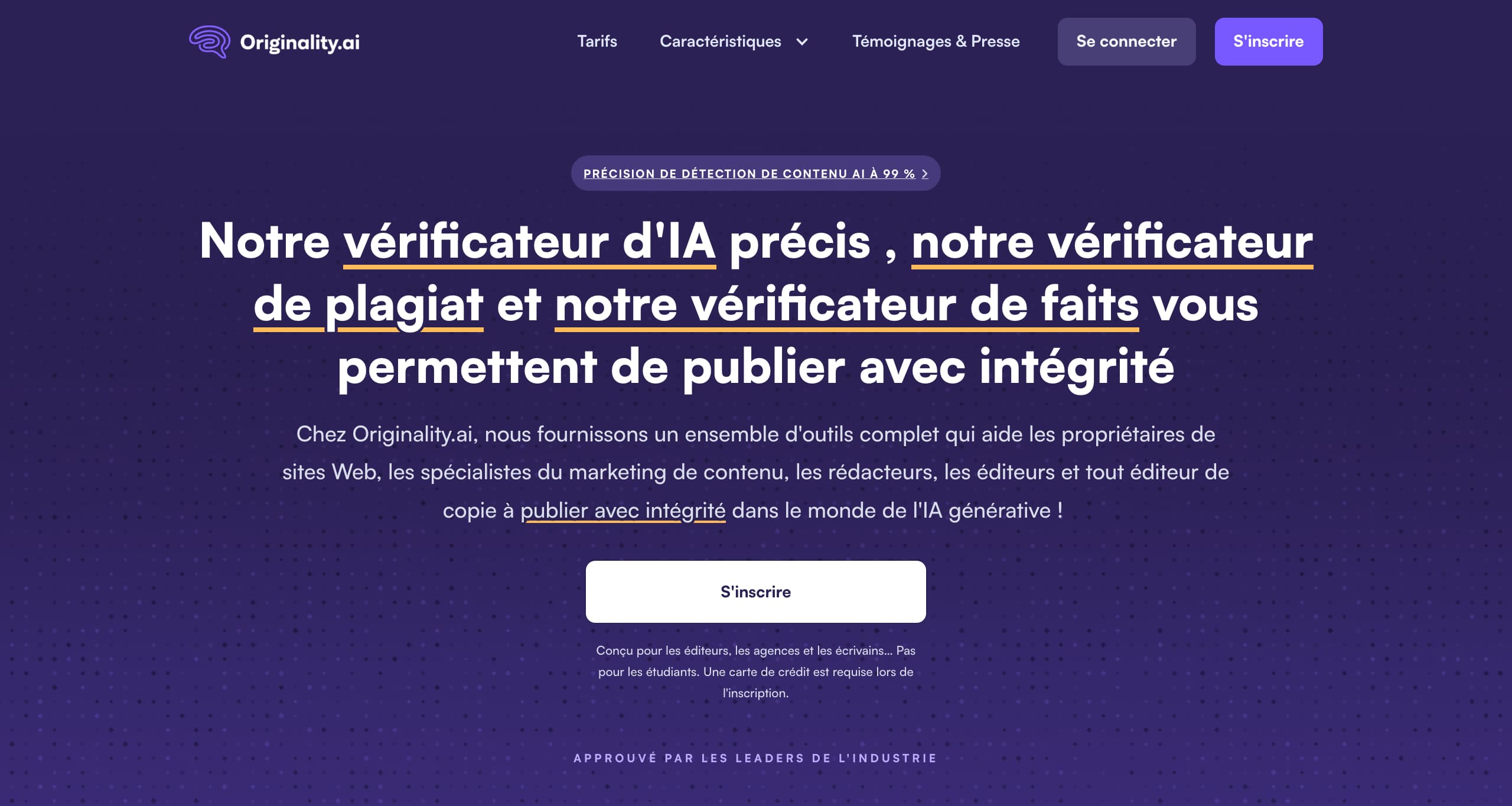 Landing page Originality.ai