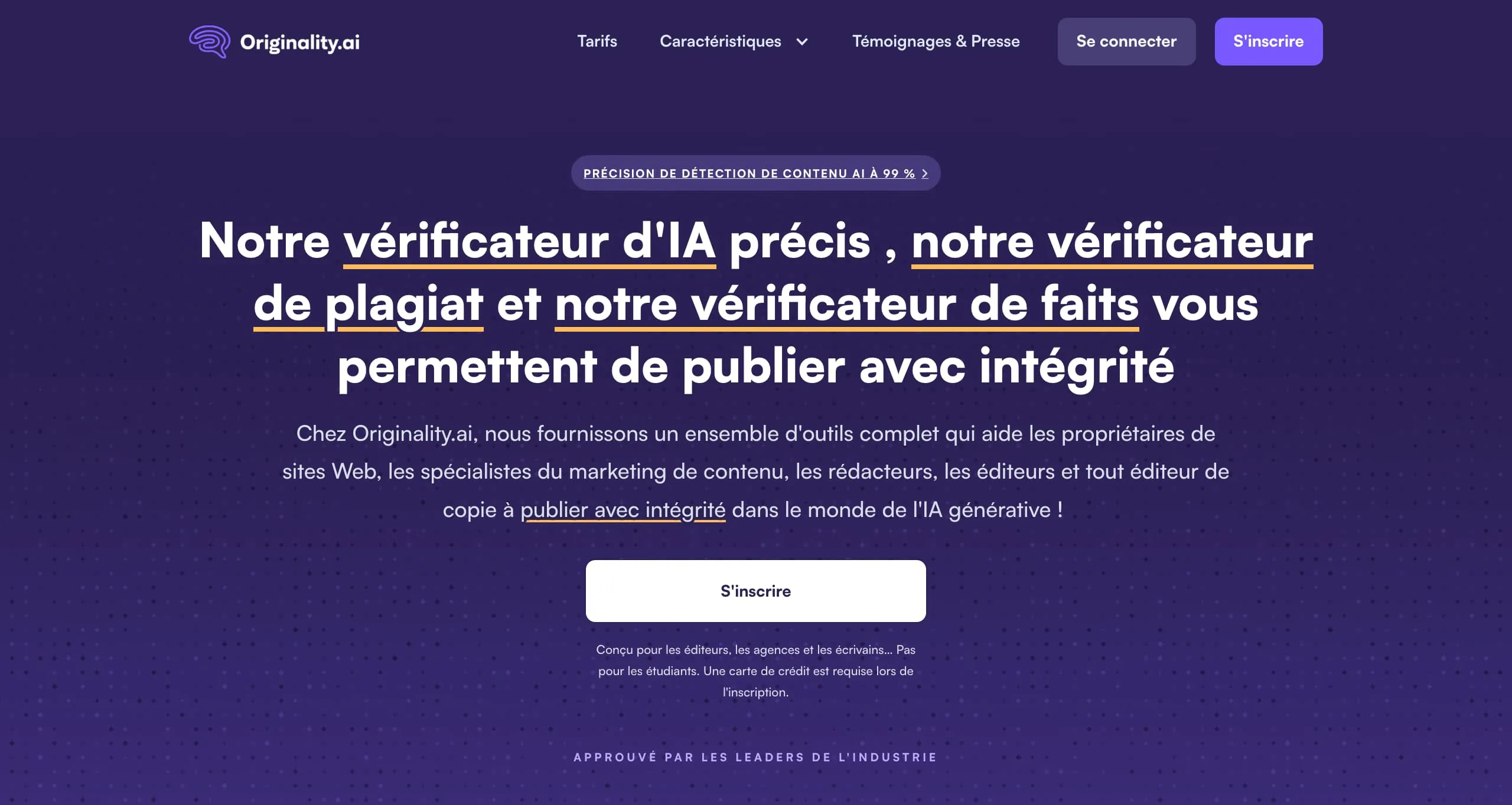 Landing page Originality.ai