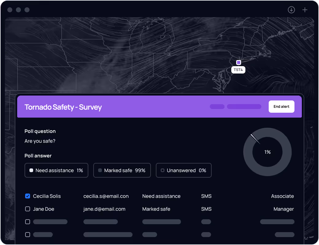 A website page with a purple background and a question asking if you are safe.