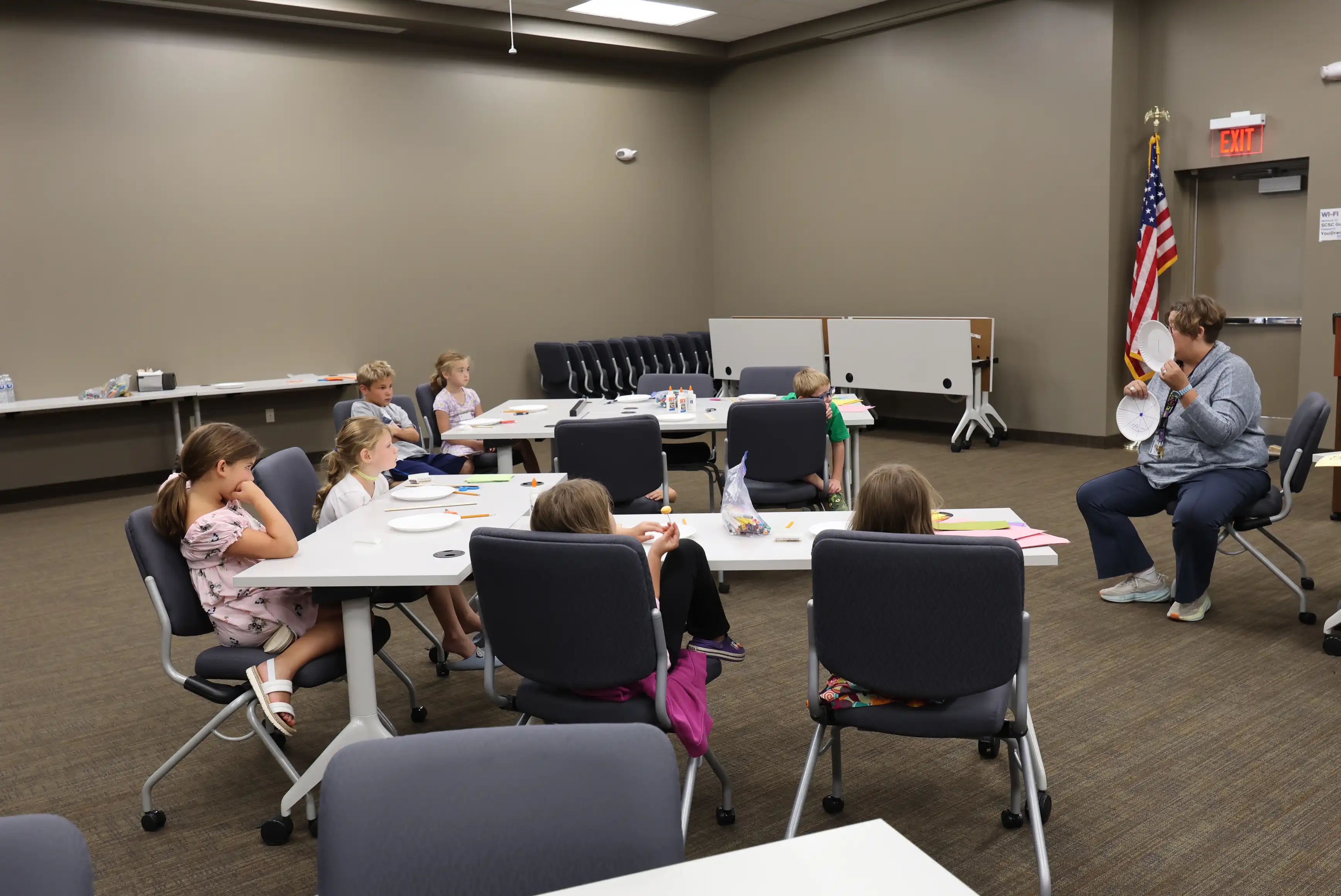 students listening to a presentation