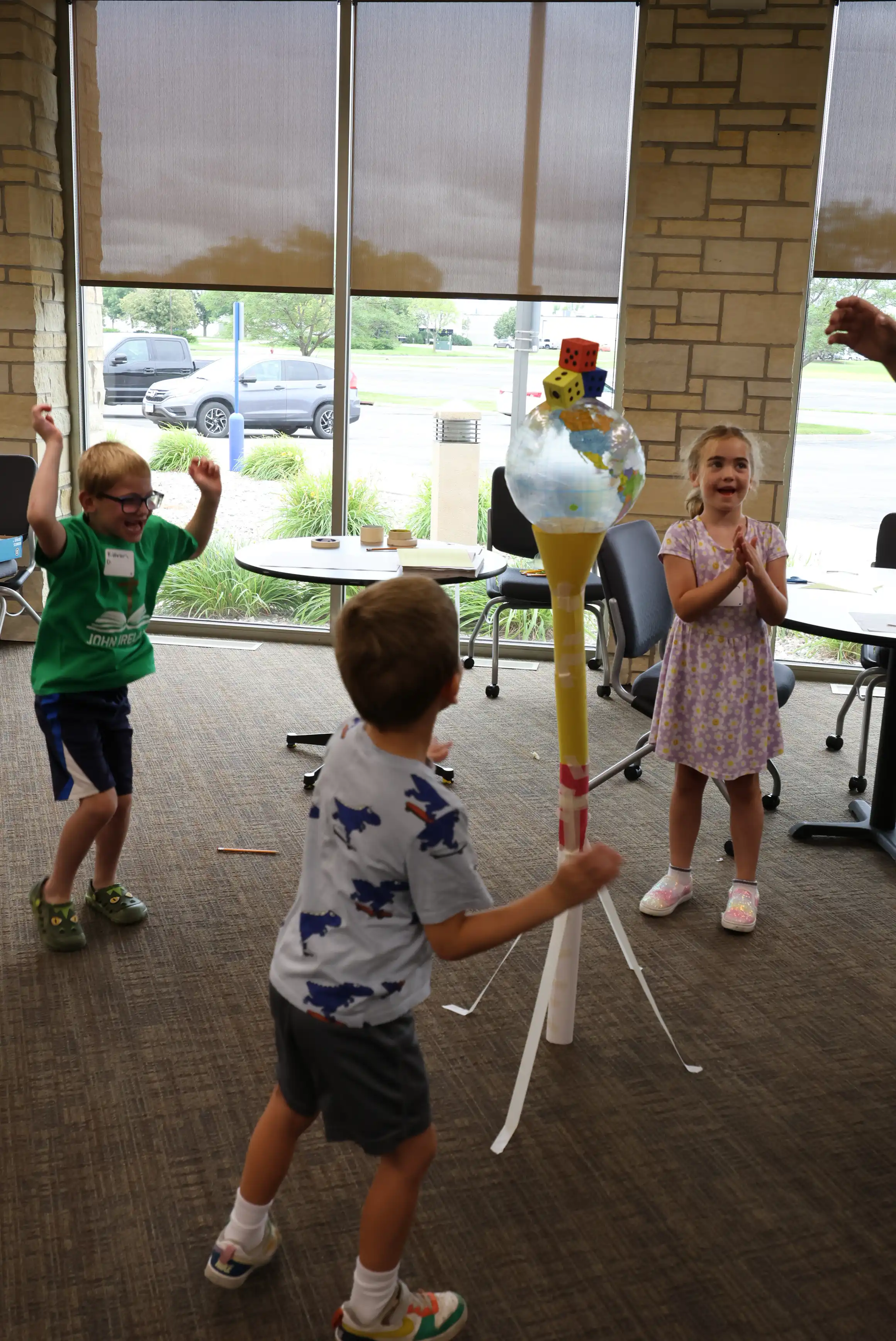 students building together
