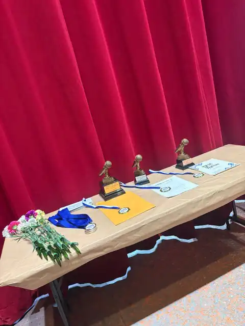 Awards on a table