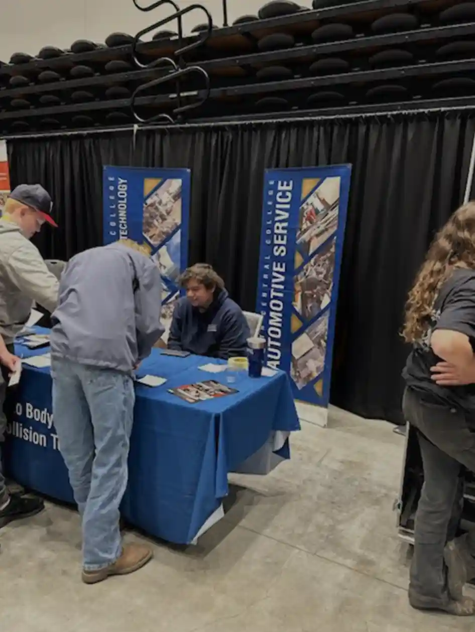 Students at a career booth