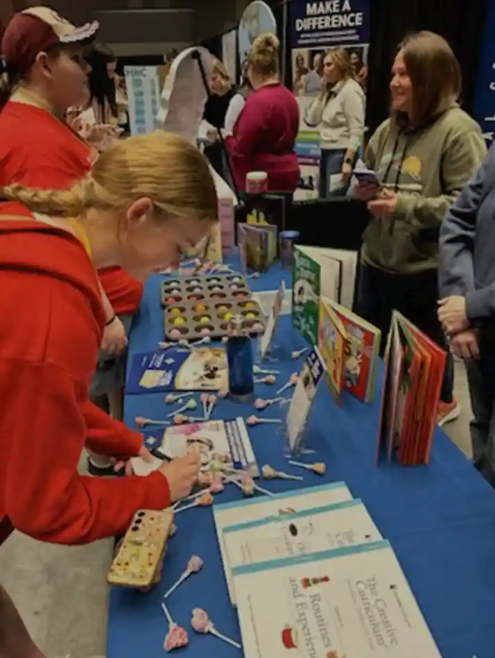 Students at a career booth