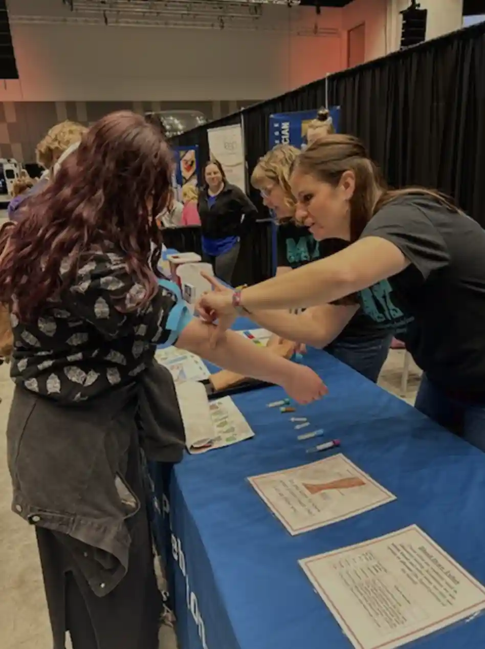 Students at a career booth