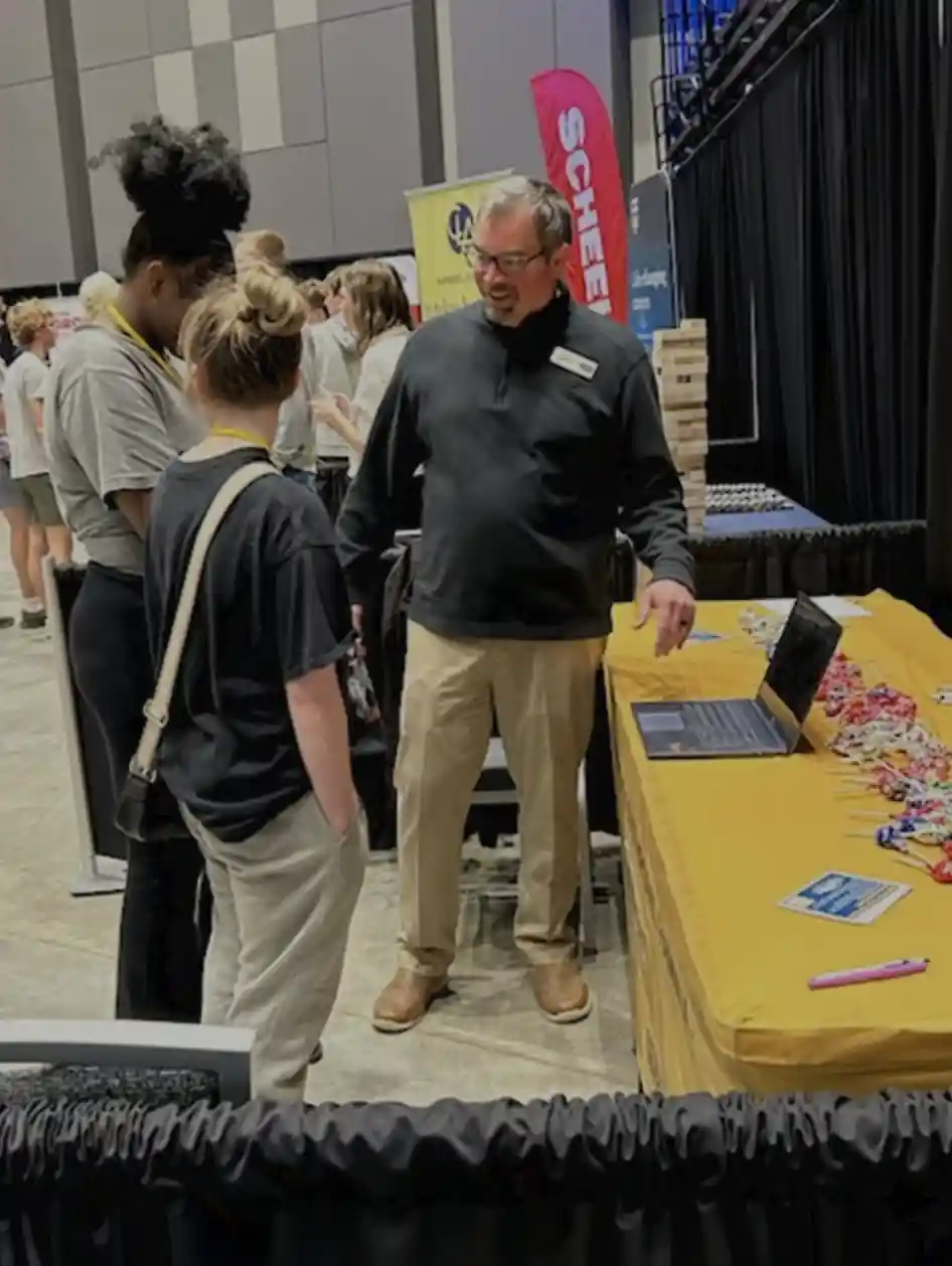 Students at a career booth