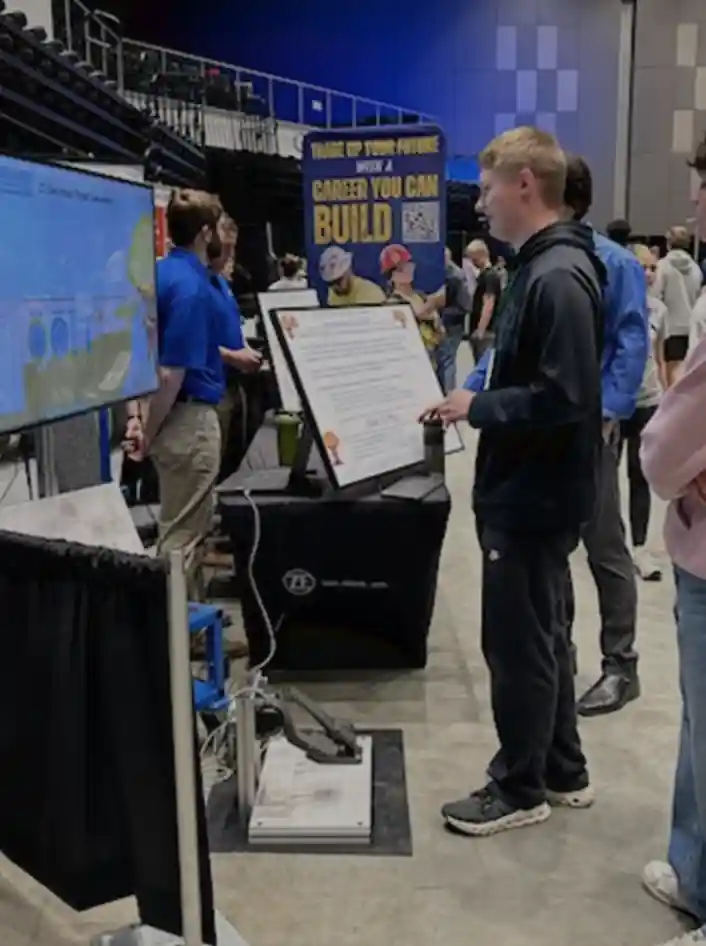 Students at a career booth