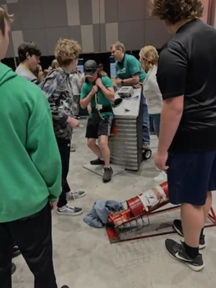 Students at a career booth