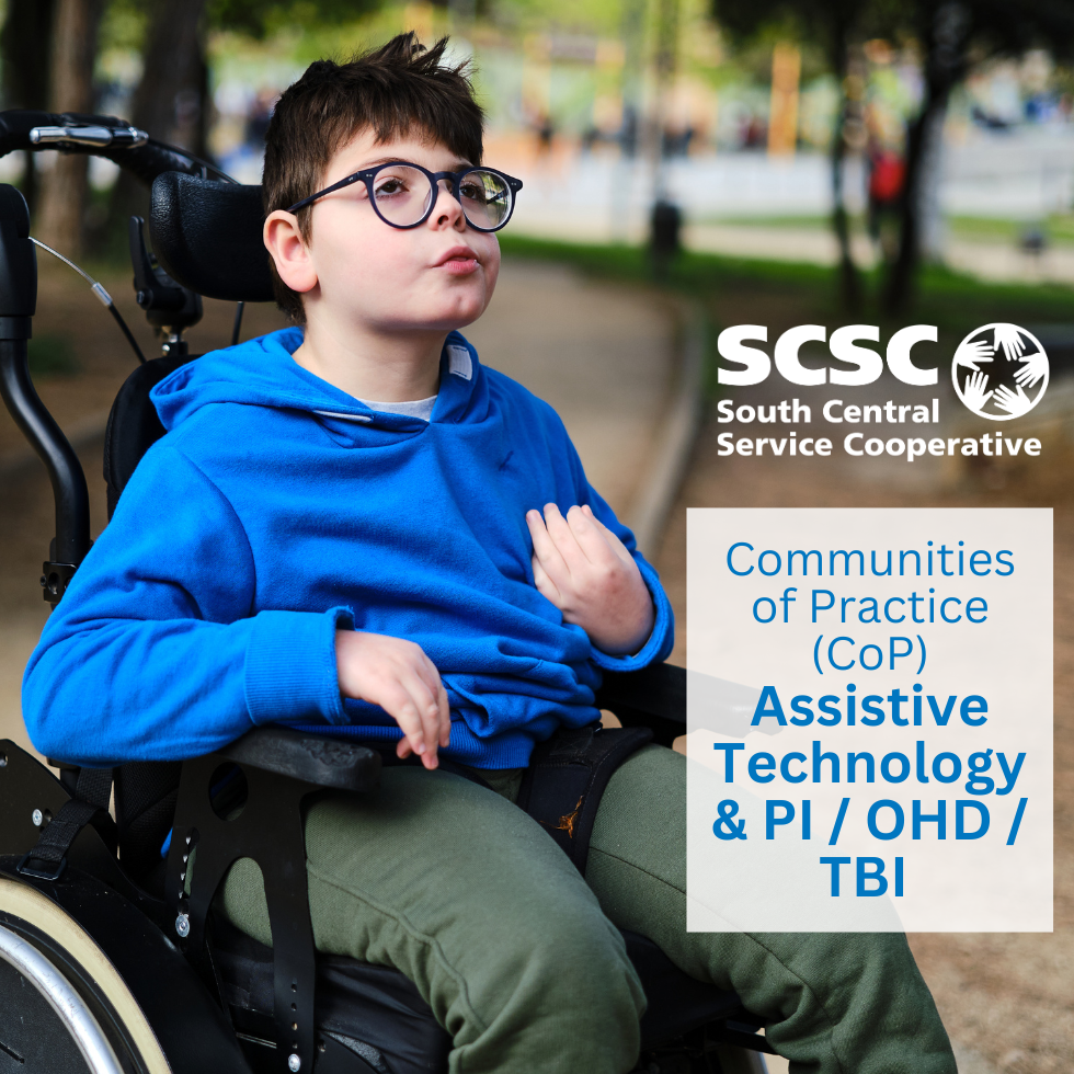 Student in wheelchair using joystick to move the wheelchair