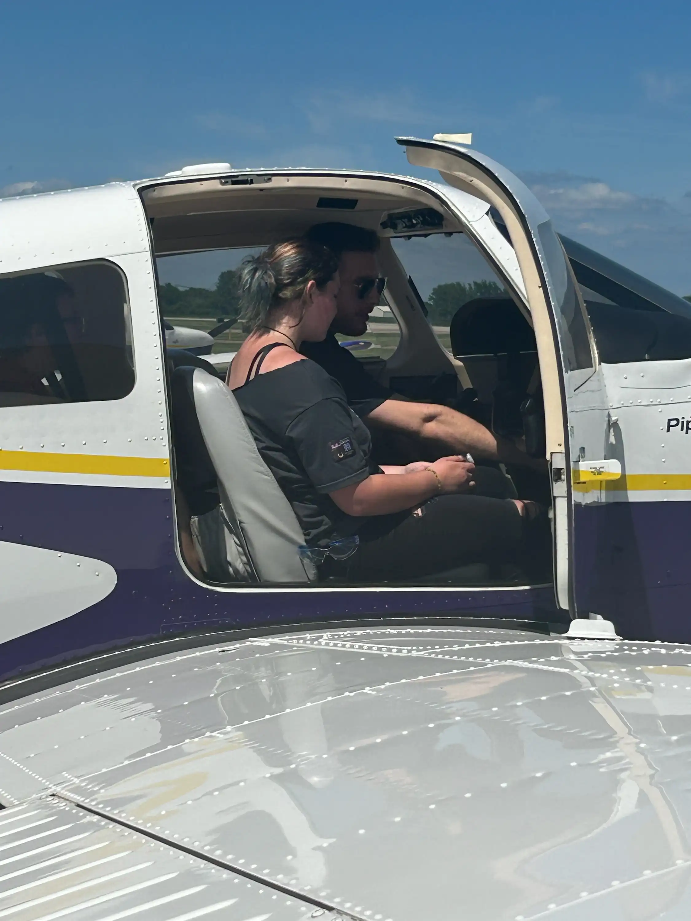 students in an airplane