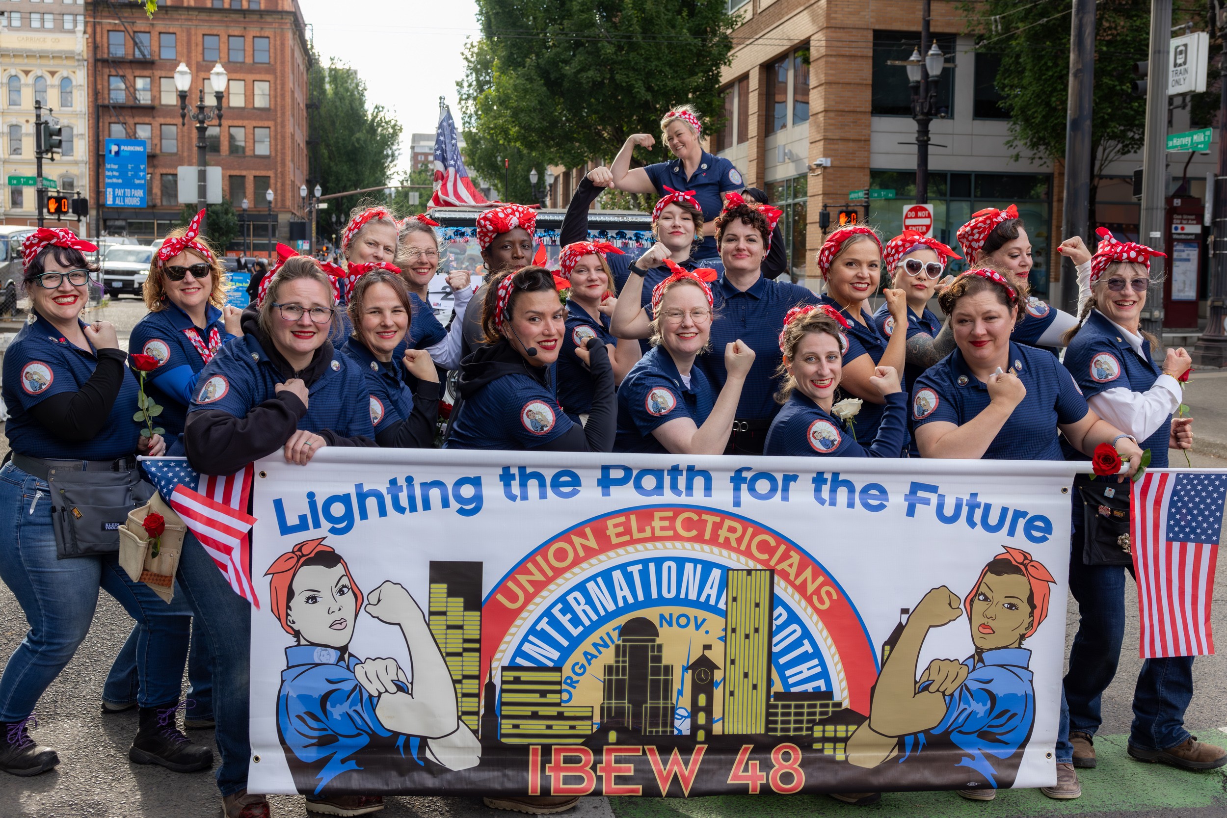 Local 280 Sisters March in Portland's Grand Floral Parade