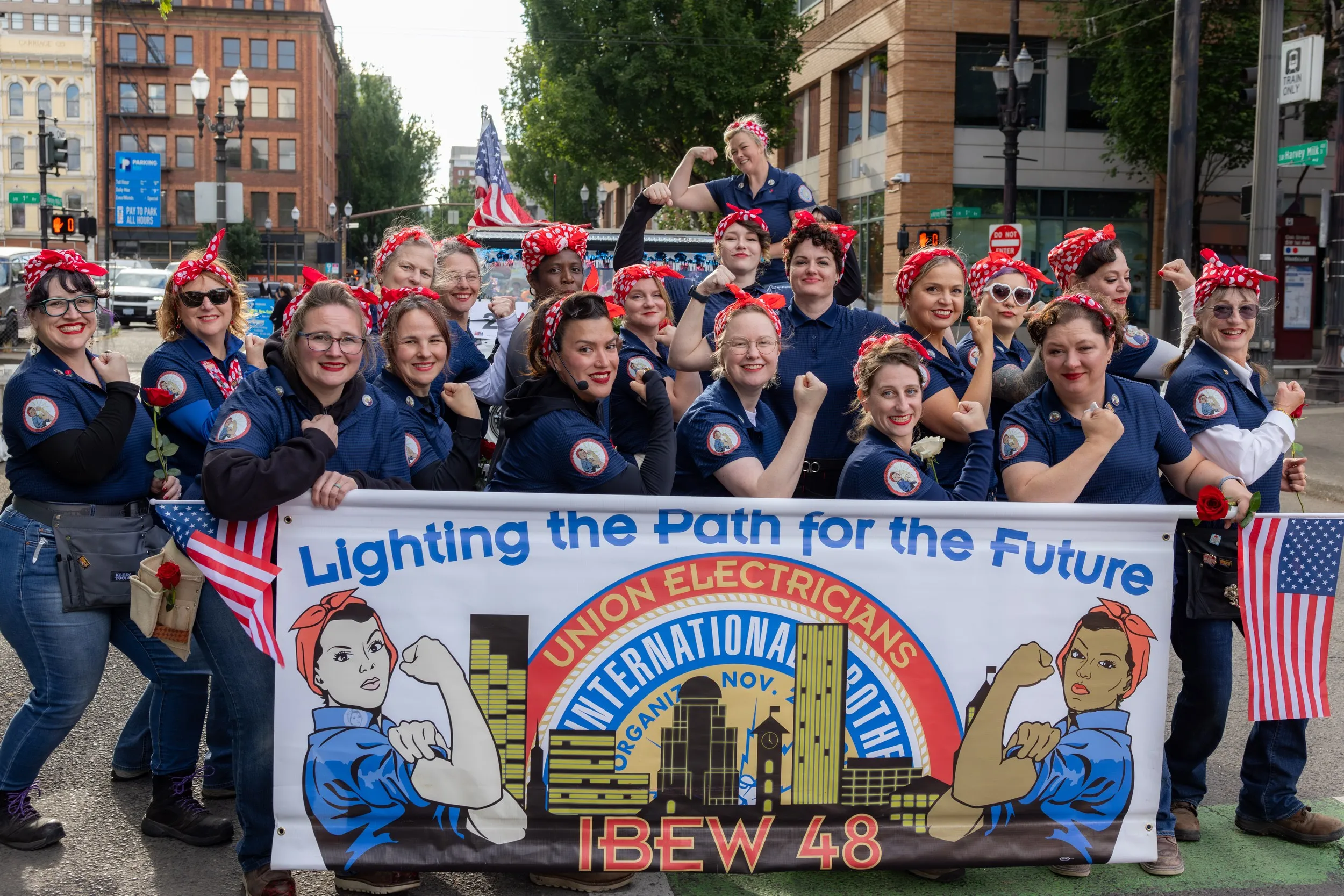 Local 280 Sisters March in Portland's Grand Floral Parade