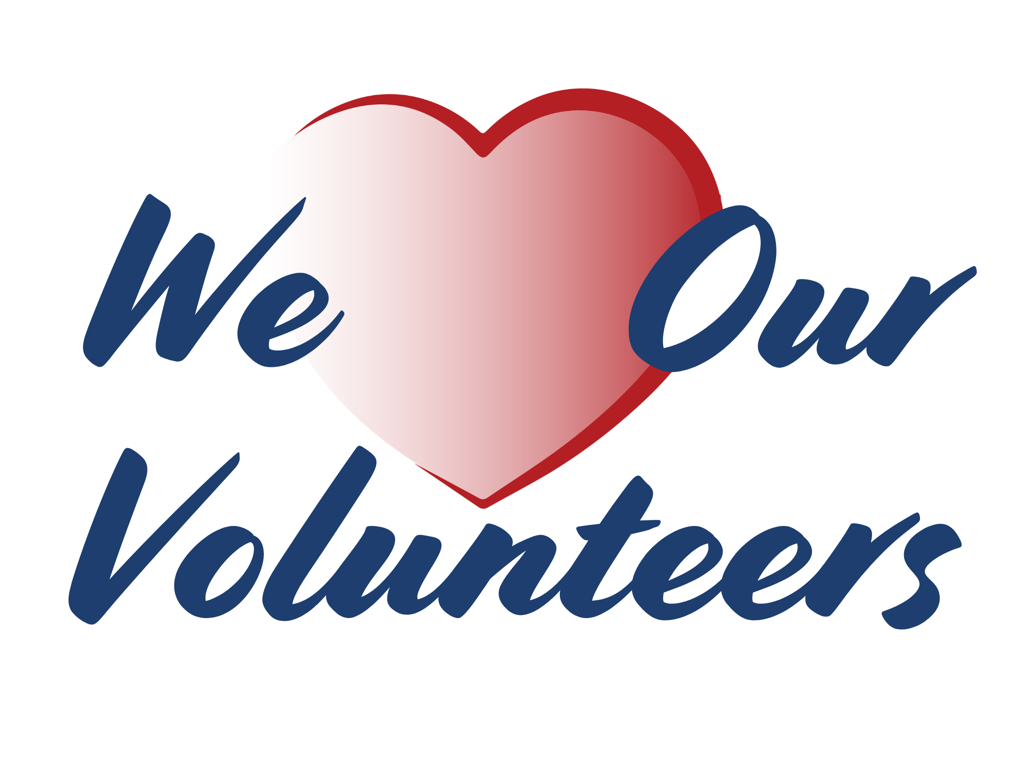 graphic showing we love (heart) our volunteers