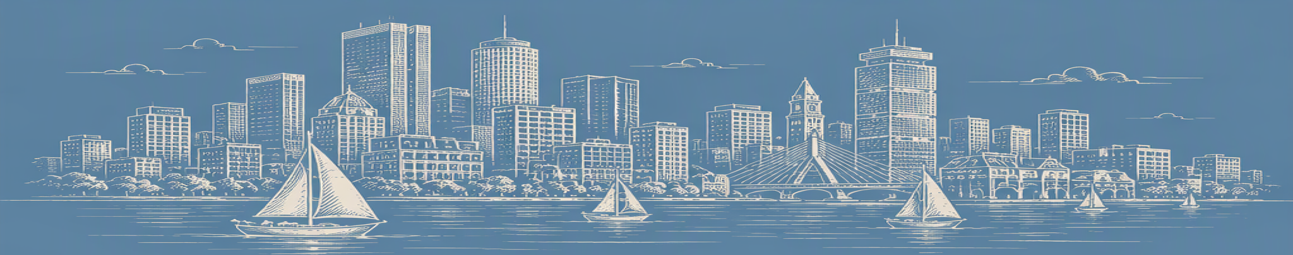 Boston skyline in blue and cream