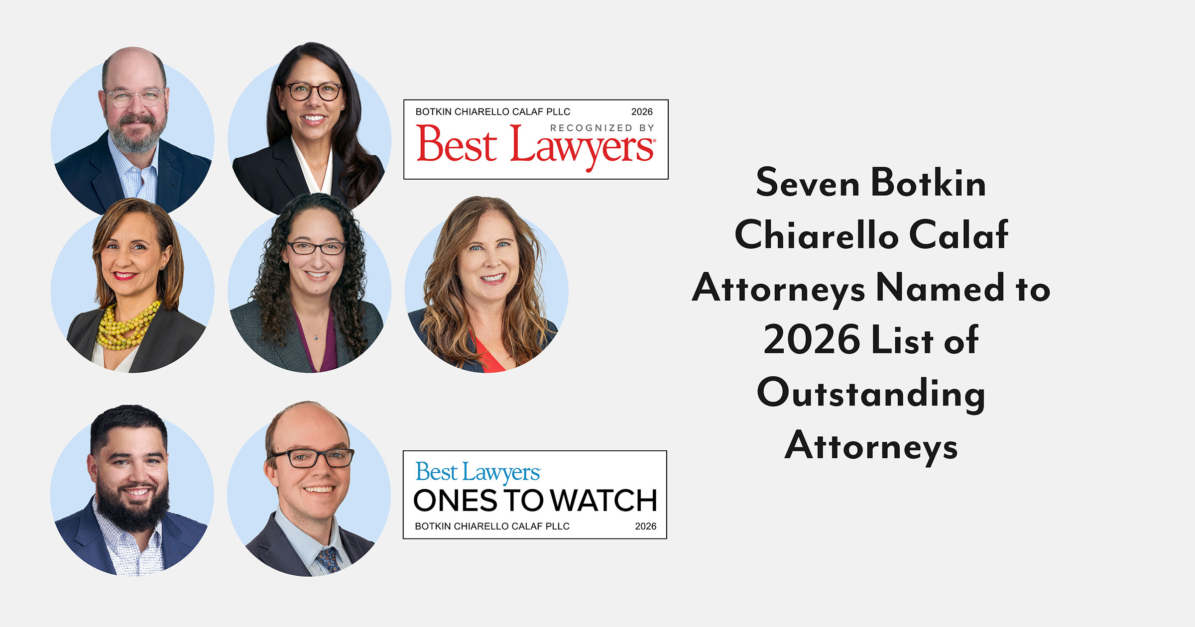 Seven Botkin Chiarello Calaf Attorneys Named to 2026 List of Outstanding Attorneys