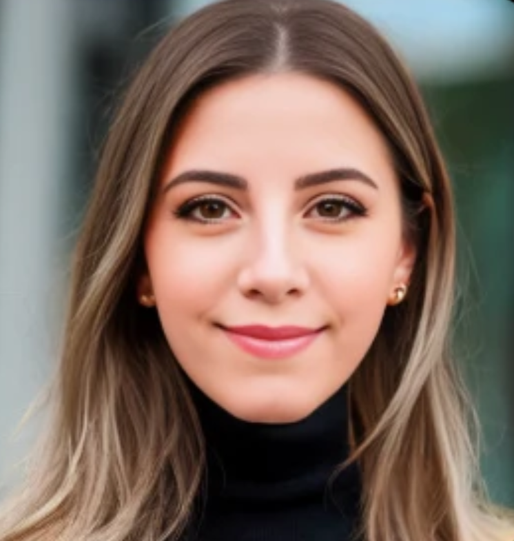 Stunning AI generated professional headshot of a woman in business casual attire