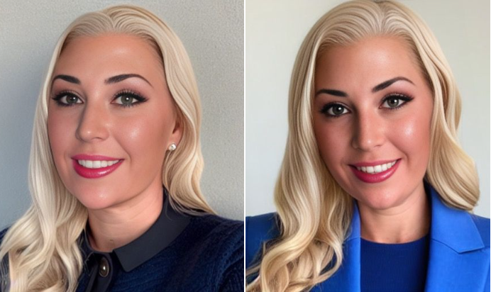 AI generated professional headshot of a woman in business attire