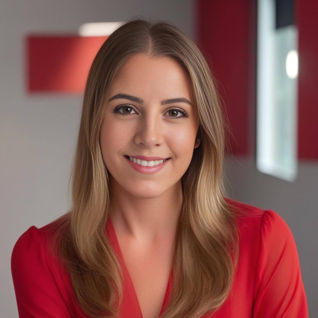 Stunning AI generated professional headshot of a woman in business casual attire