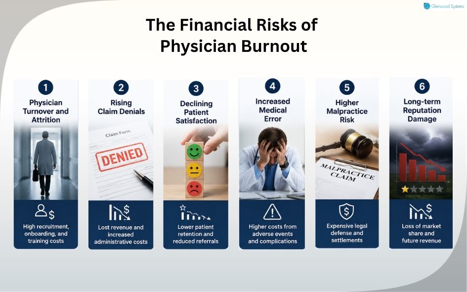 An image showing the risks of physician burnout.