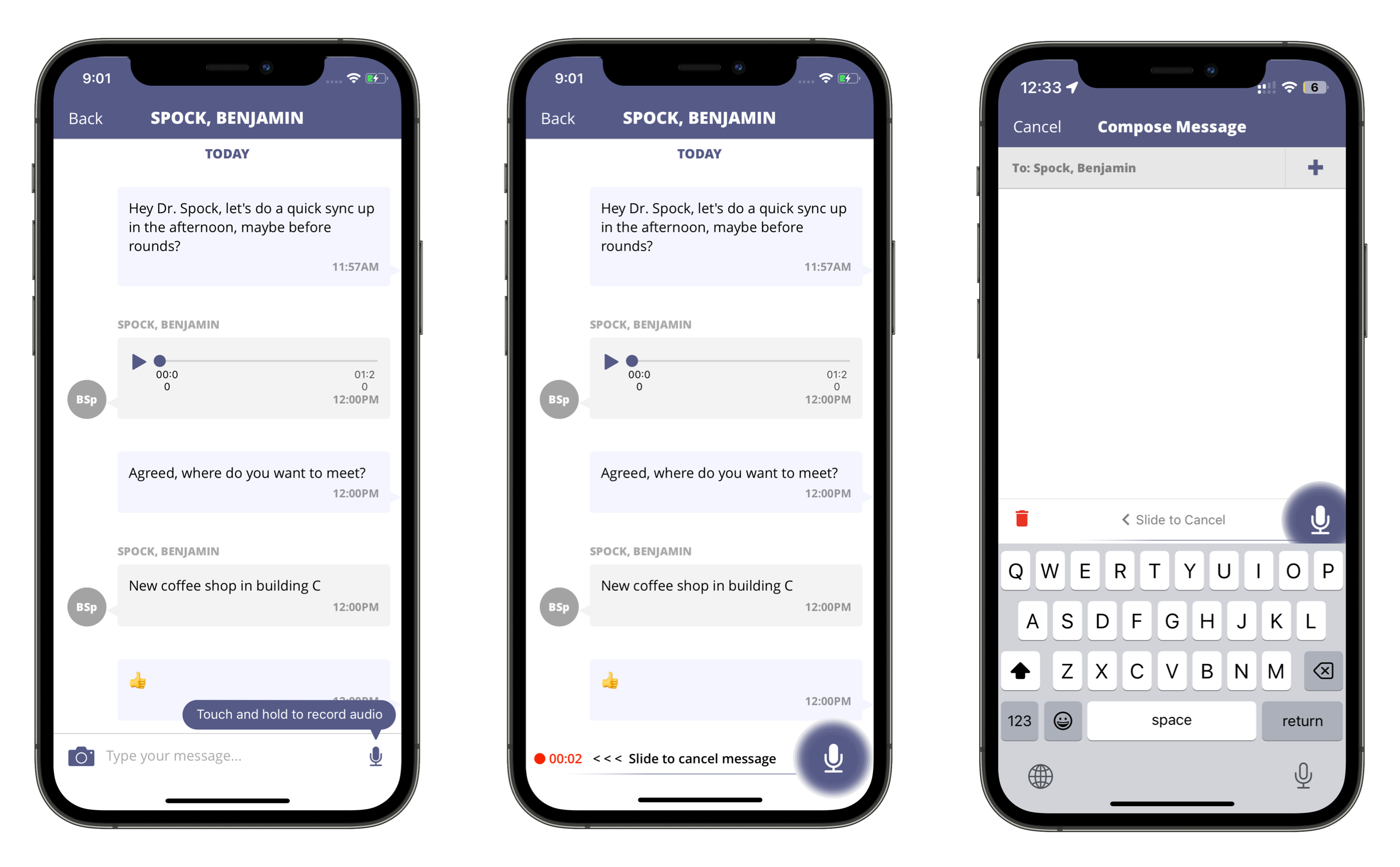 screenshots of voice messages on iOS