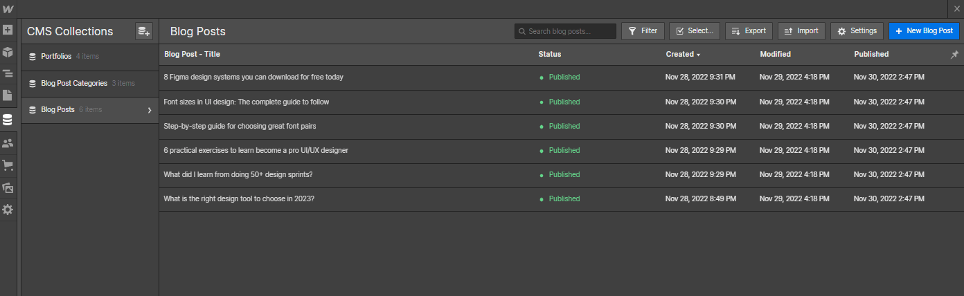 CMS Collection - Colorfolio X Webflow Template